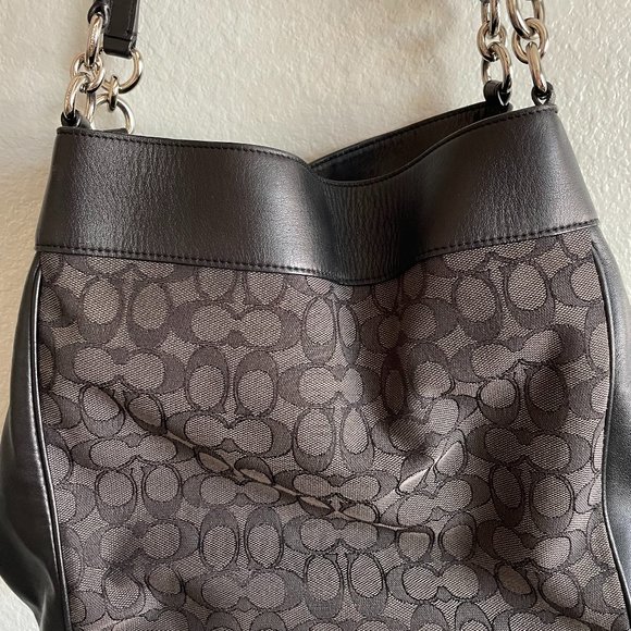 COACH logo shoulder bag "Lexy" style black/gray AUTHENTIC - Picture 3 of 8